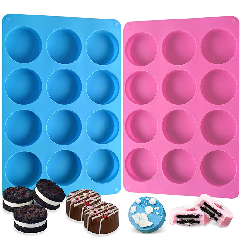 Soap Making Tray - Round Silicone Molds 12-Cavity Cylinder Chocolate