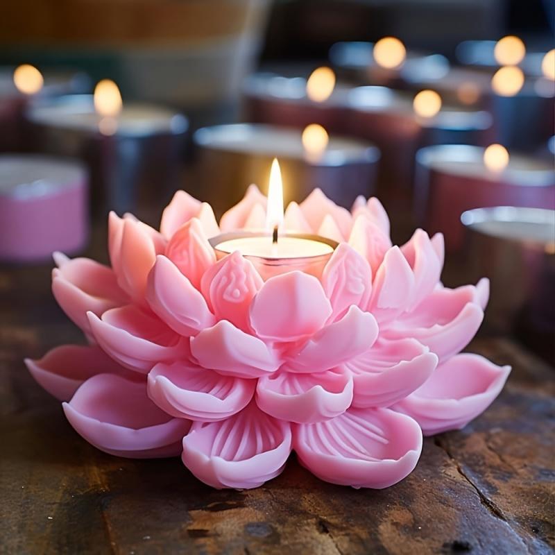 Soap Making Handmade - Lotus Flower Shape Candle Silicone Molds