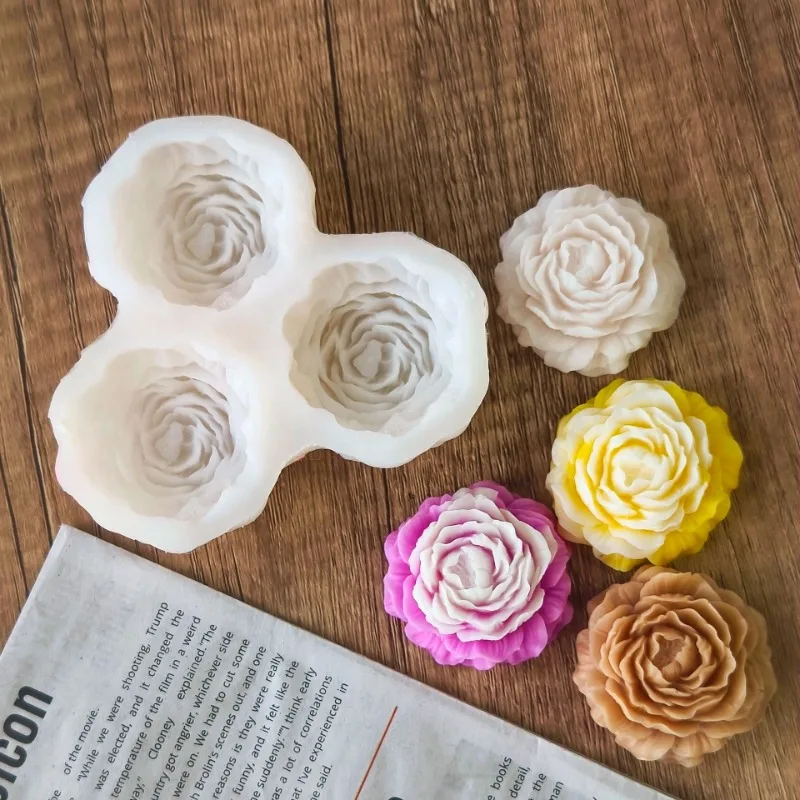 Soap Making Handmade - Peony Flower Candle Silicone Mold 3D