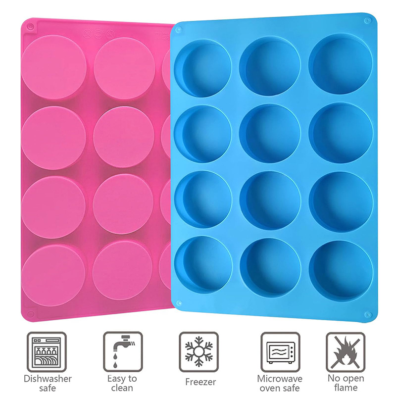 Round Silicone Molds 12-Cavity - Soap Making Tray 评论和价格