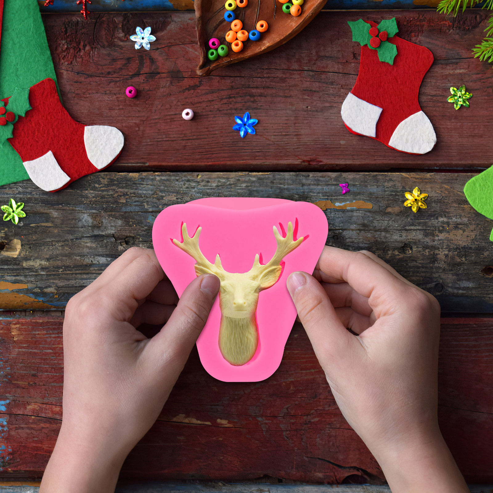 Deer Head Silicone Mold for Ca - Soap Making Easy 评论和价格