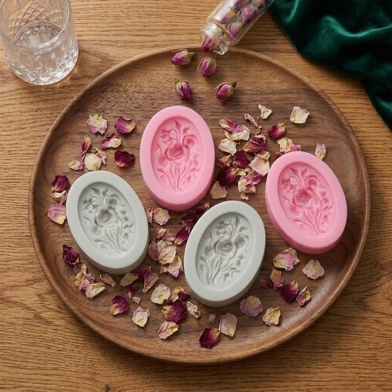 4 Silicone mold with flower sh - Natural Making Soap 评论和价格